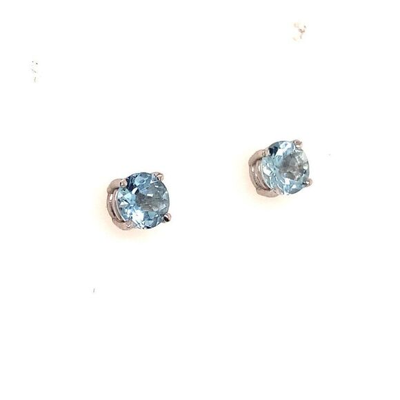 Natural Aquamarine Stud Earrings 14k White Gold 1.0 CTW Certified $590 111539 - Picture 4 of 11
